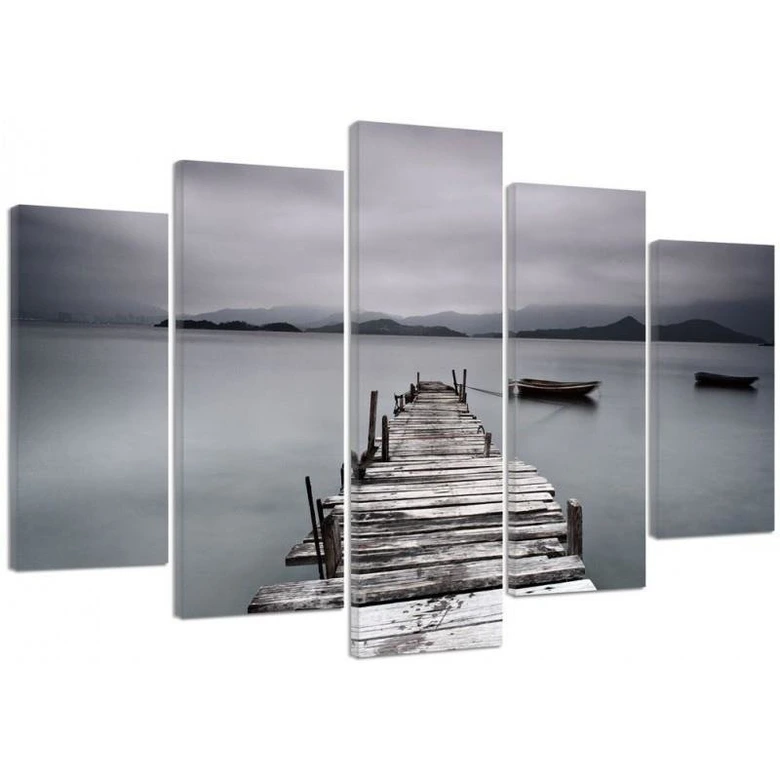 Leinwandbild 5 teilig, Pier Lake Landscape Bild 