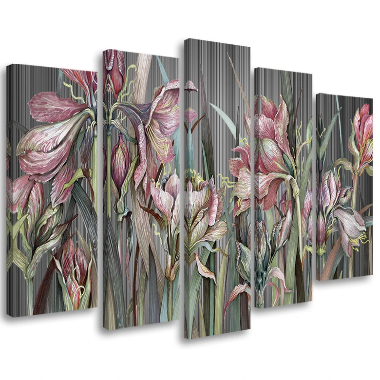 Leinwandbild 5 teilig, Iris Blumen 