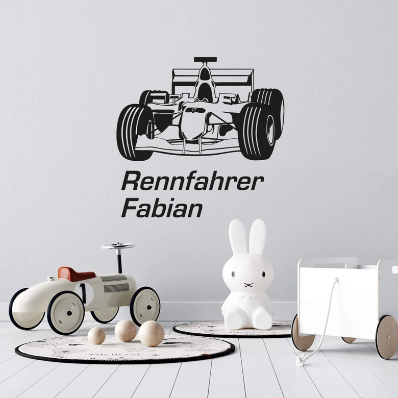 Wandtattoo + Name Rennfahrer 