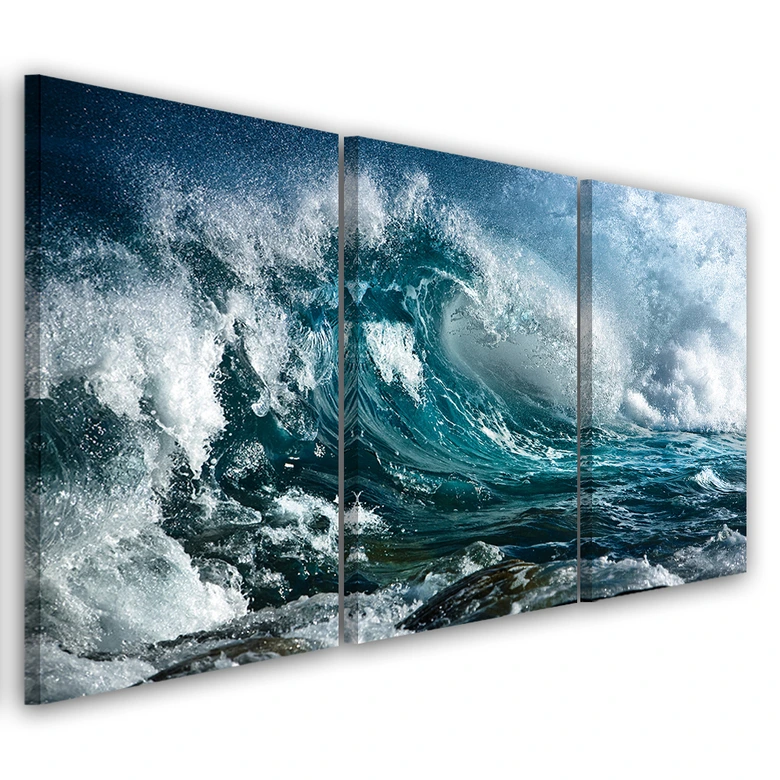 Leinwandbild 3-teilig, Meer Ozean Wellen 