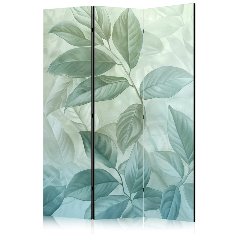 Paravent, Raumteiler freistehend, Trennwand - Large Leaves in Green-Mint Shades - Botanical Motif 