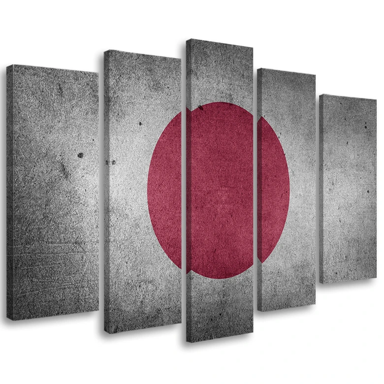 Leinwandbild 5 teilig, Flagge von Japan 