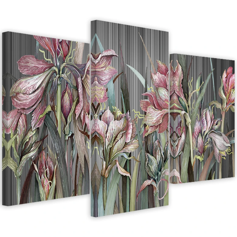 Leinwandbild 3 teilig, Iris Blumen 