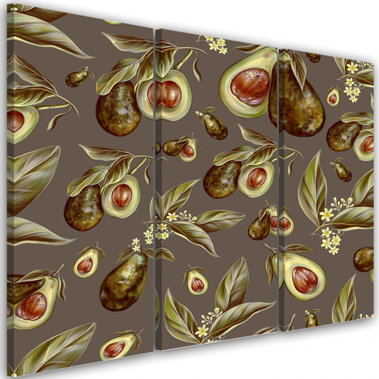 Leinwandbild 3 teilig, Avocado -Hälften 