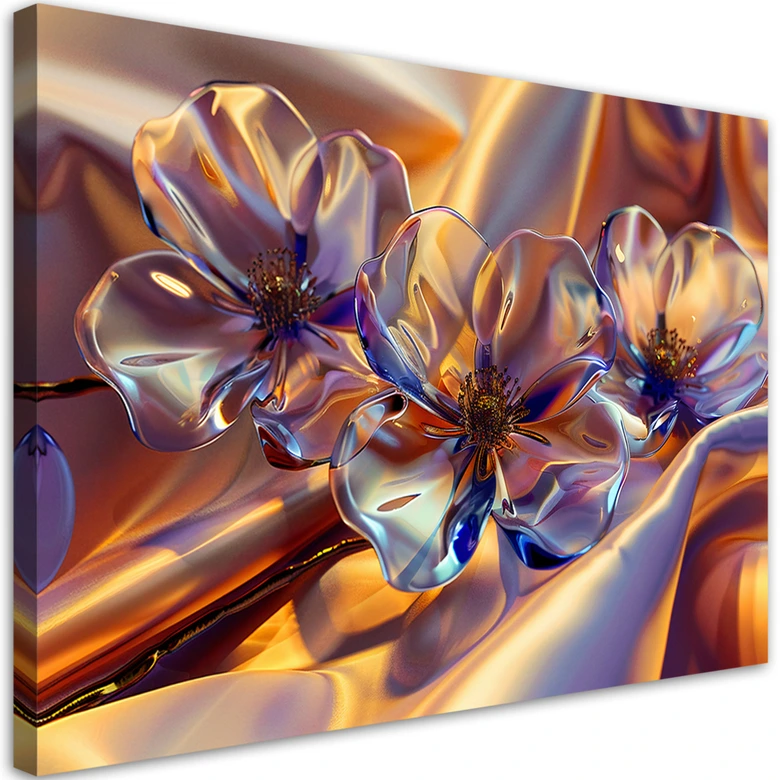 Canvasbillede, Glasblomster i silke 