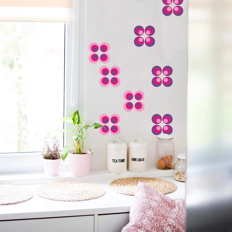 Wandtattoo Retro Bälle pink 