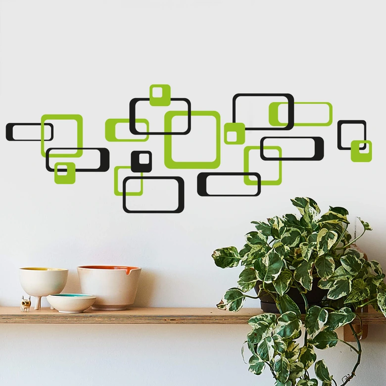 Sticker mural - Rectangles verts rétro 