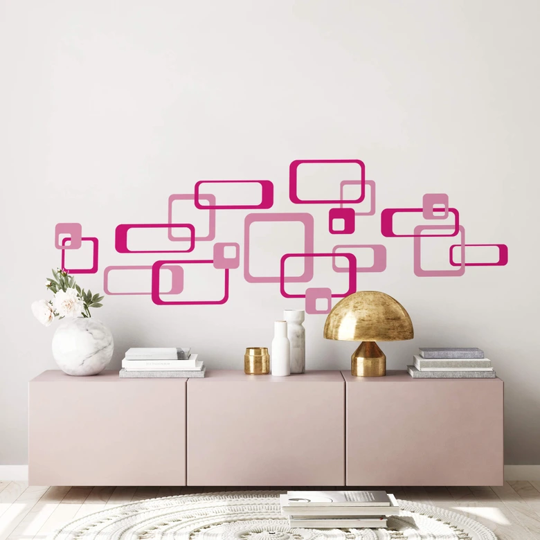 Wallsticker - Retro Rektangel Pink 