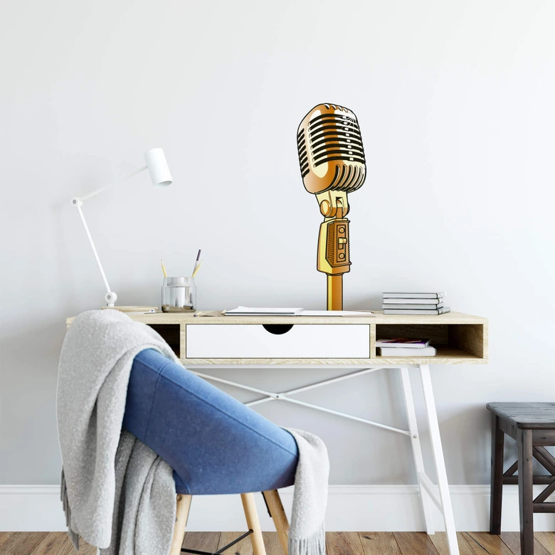 Wandtattoo Retro Microphone 