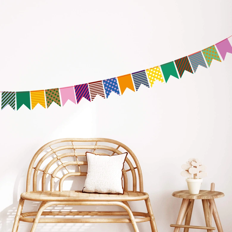 Sticker mural - Guirlande Fanions - multicolore 