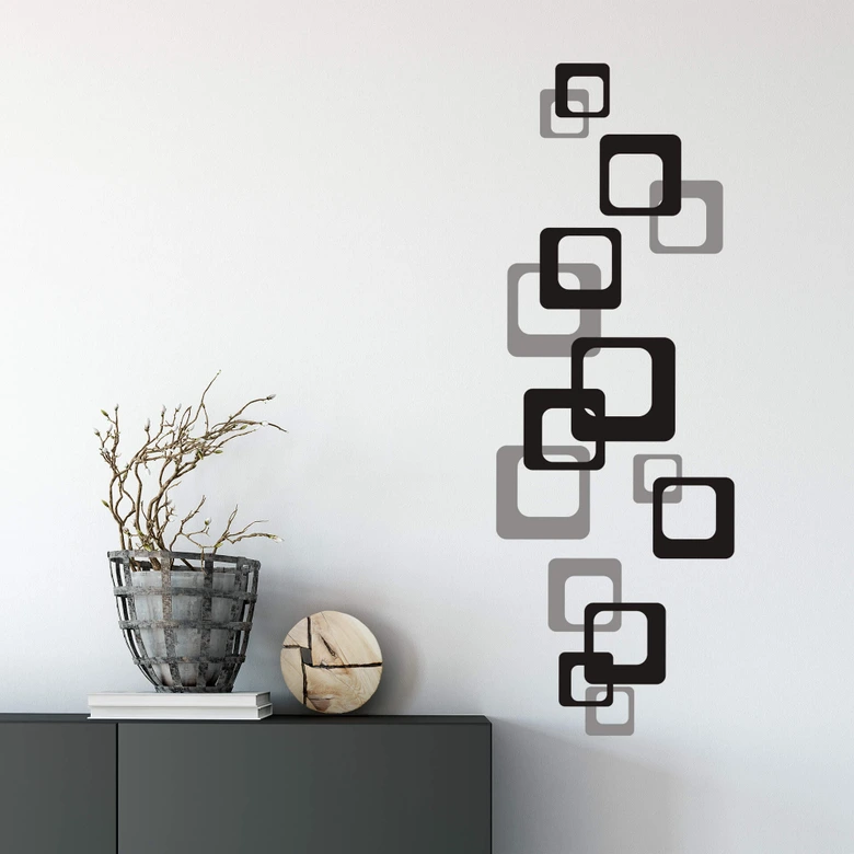 Sticker mural - Cubes rétro bicolores 