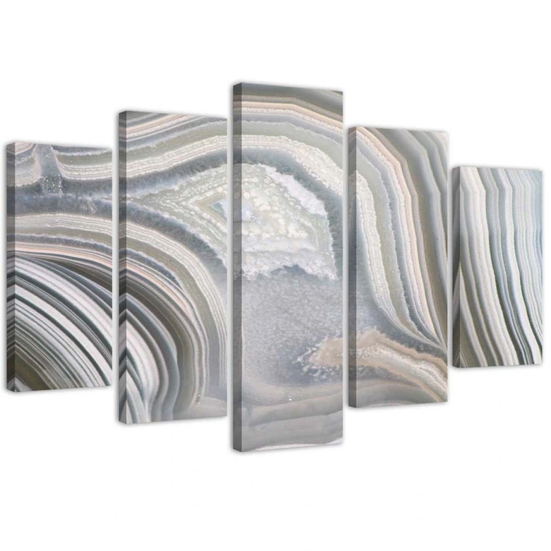 Leinwandbild 5 teilig, Abstraktes Pastellgrau 