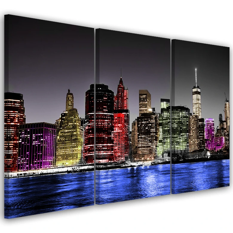 Leinwandbild 3-teilig, Architektur Skyline New York  