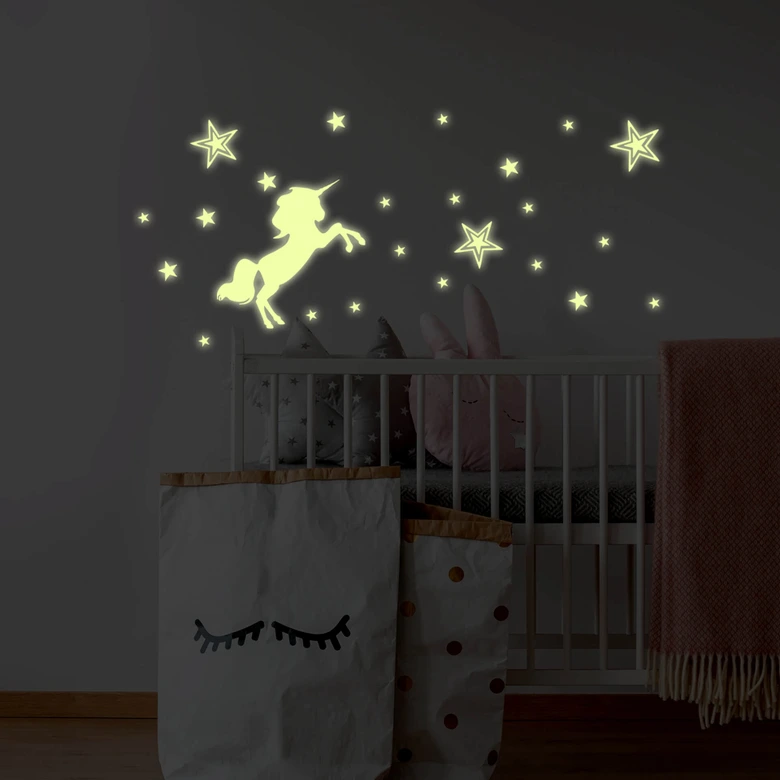 Wall Sticker Illuminated Unicorn 