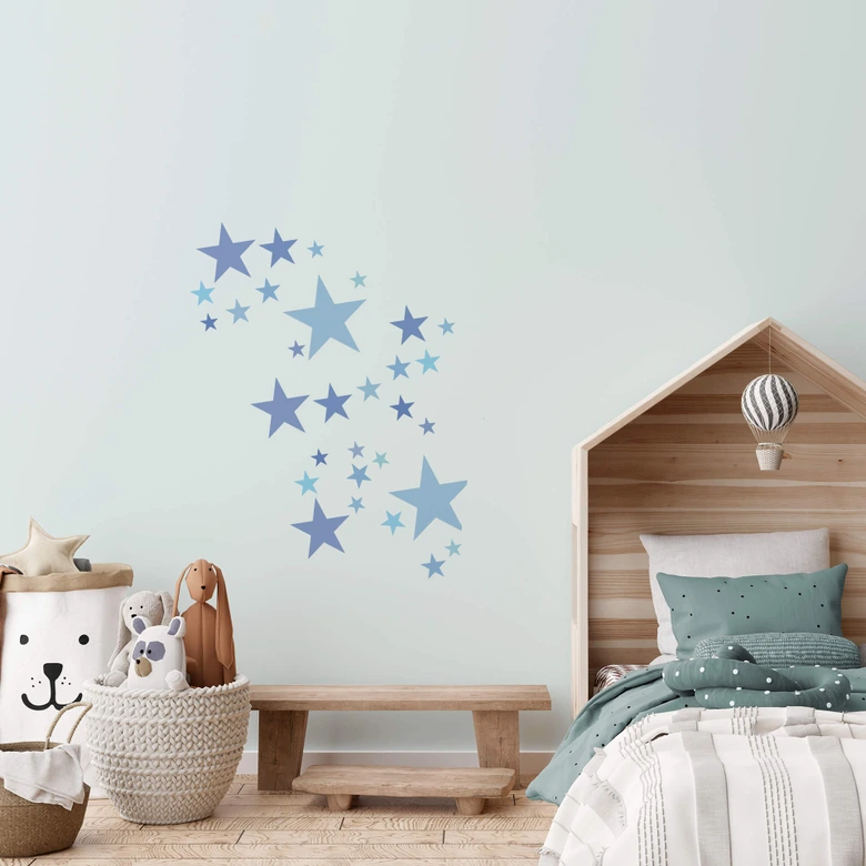 Wall sticker set Stars pastel blue 