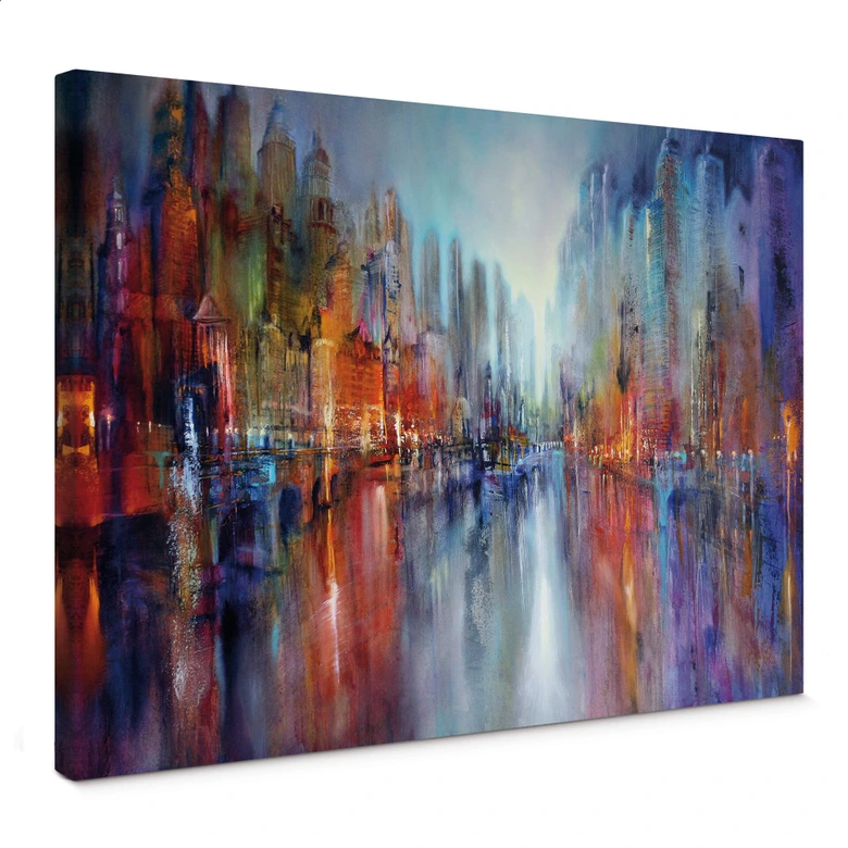 Leinwandbild Schmucker - Stadt am Fluss 