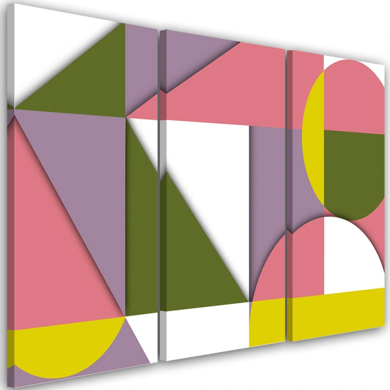 Leinwandbild 3 teilig, Geometrische Abstraktionsformen 