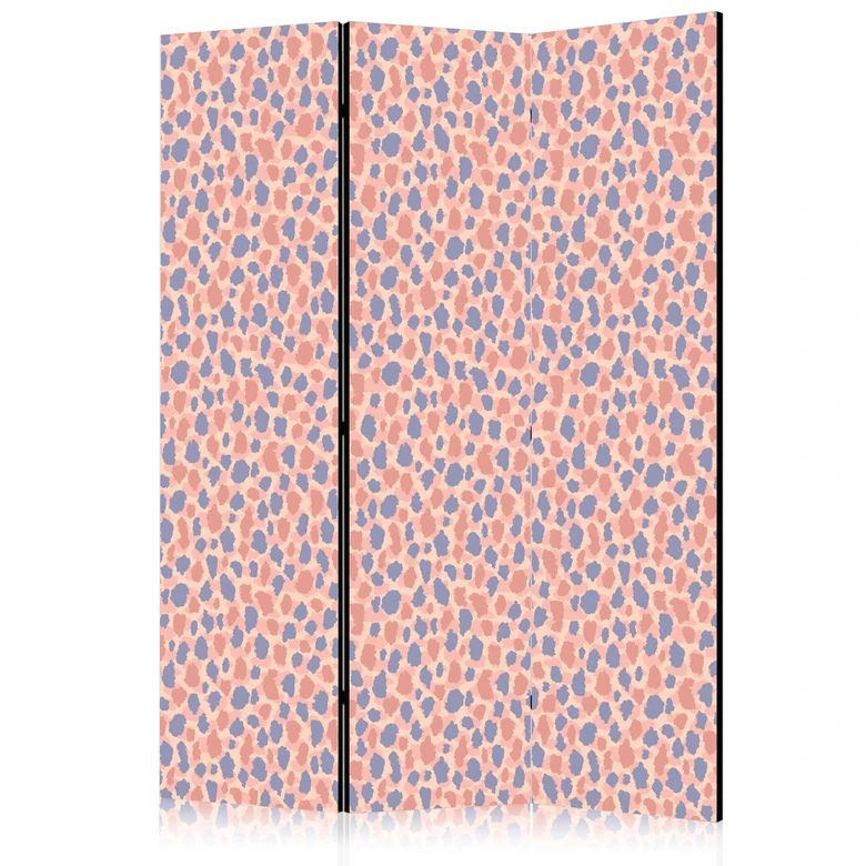Paravent, Raumteiler freistehend, Trennwand - Giraffe Pattern - Colorful Animal Pattern in Blue-Pink Spots 