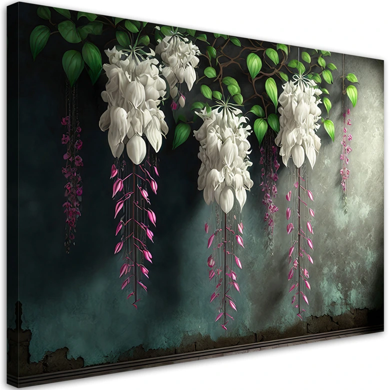 Leinwandbild Hängende Blumen aus Beton 