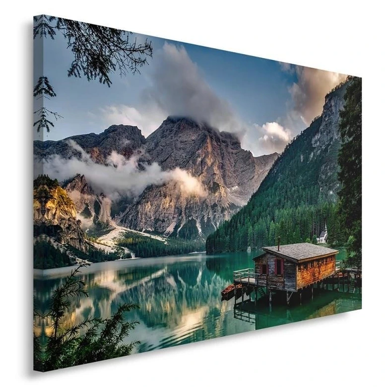 Leinwandbild, Haus Gebirge Alpen 
