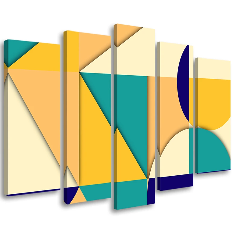 Leinwandbild 5 teilig, Geometrische Abstraktionsformen 