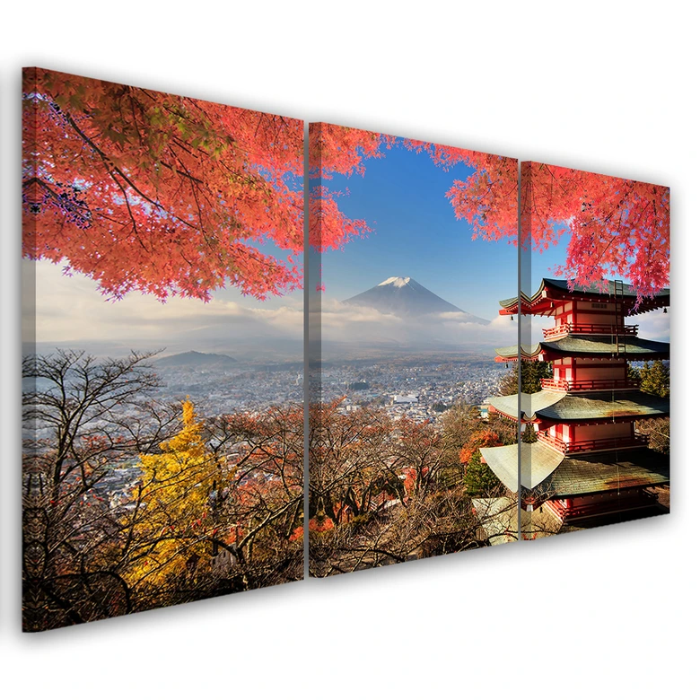 Leinwandbild 3-teilig, Japan Landschaft Berg 