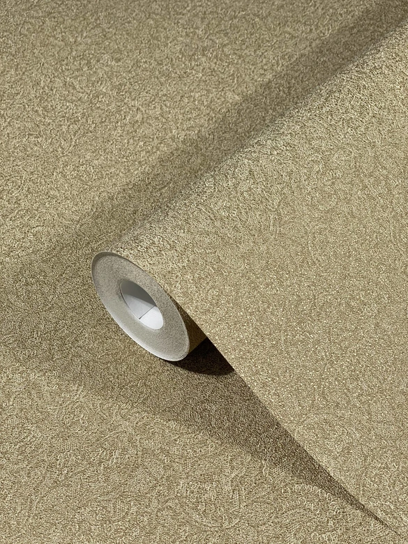 Vliestapete mit glänzenden kleinen Blättern gold Floral von Harald Glööckler 