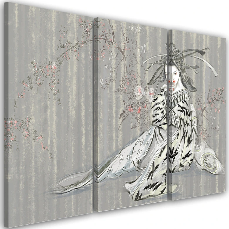 Leinwandbild 3 teilig, Traditioneller japanischer Geisha 