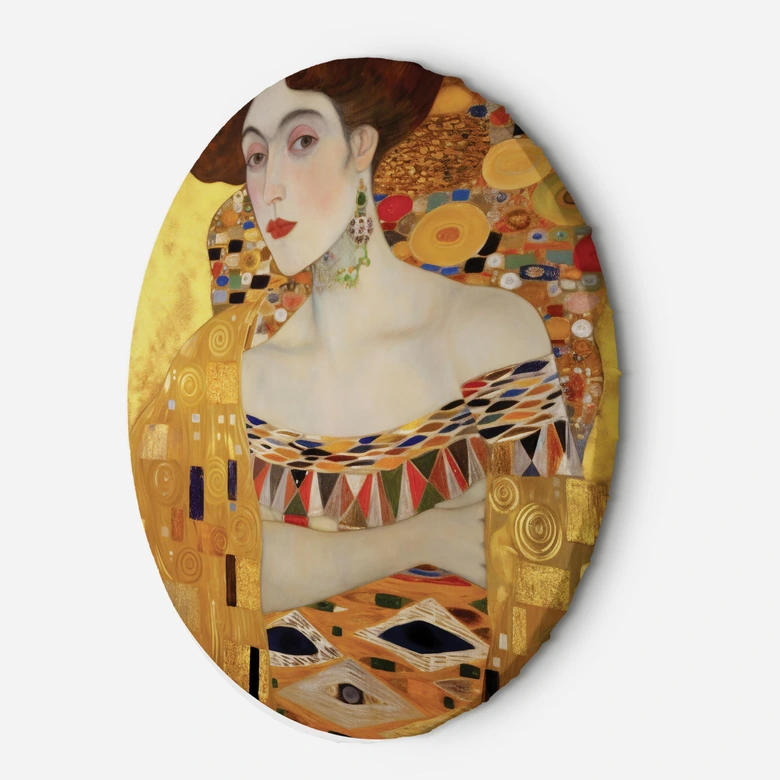 Rundes Leinwandbild - Gold Porträt einer Frau - G. Klimt 