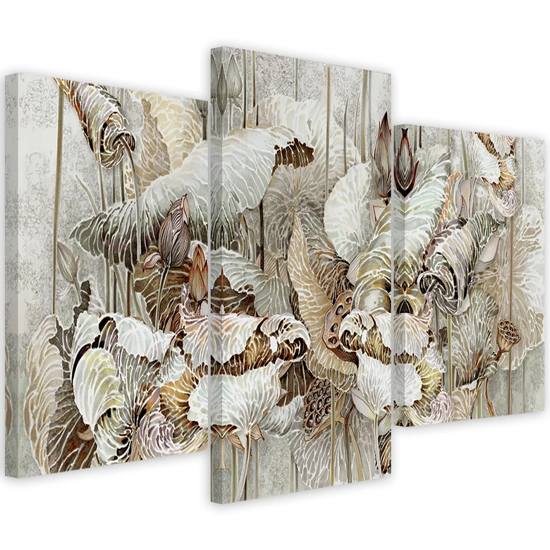 Leinwandbild 3 teilig, Saint Lotos Blumen 