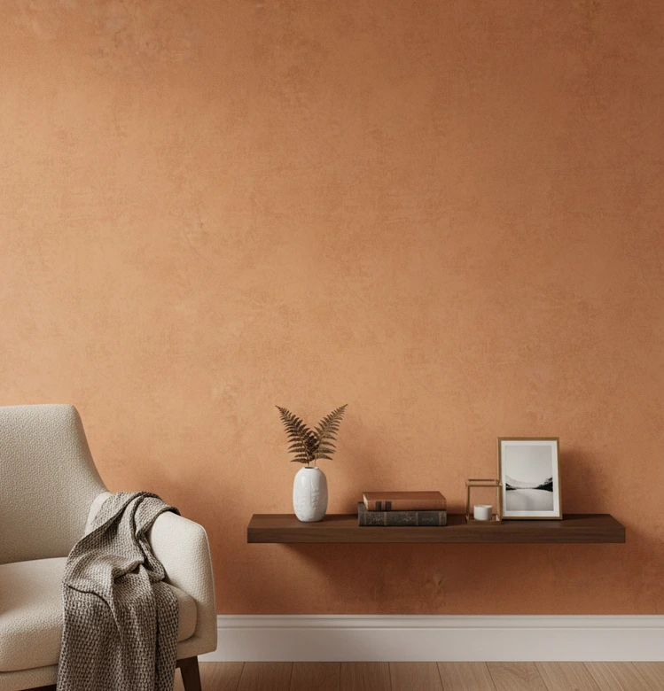 Vliestapete Uni Modern, Natur in Orange , Küche, Lounge 