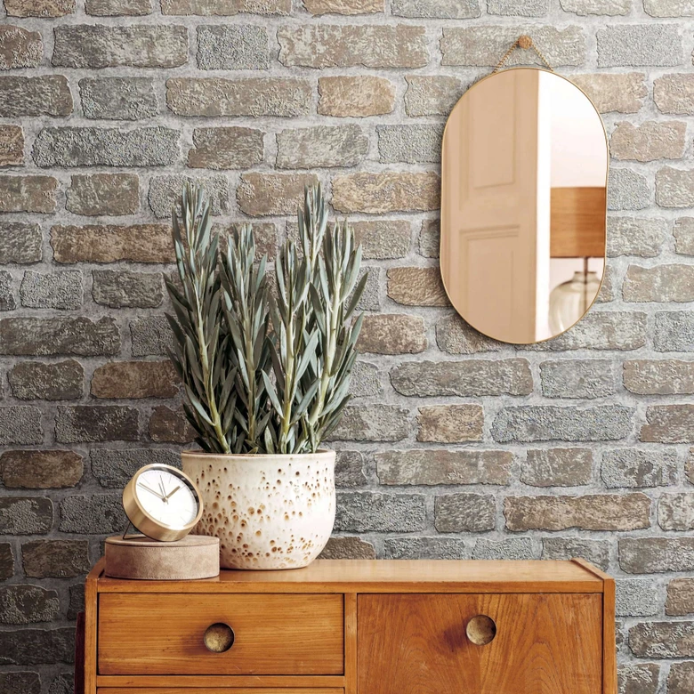 Steinoptiktapete, Vliestapete greige 