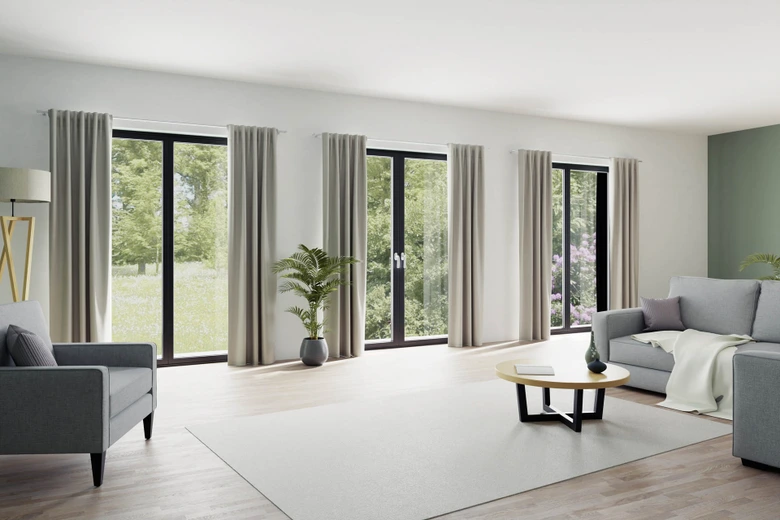 Homing Vorhang Galdin mit verdeckten Schlaufen beige -  2,45x1,40 m 