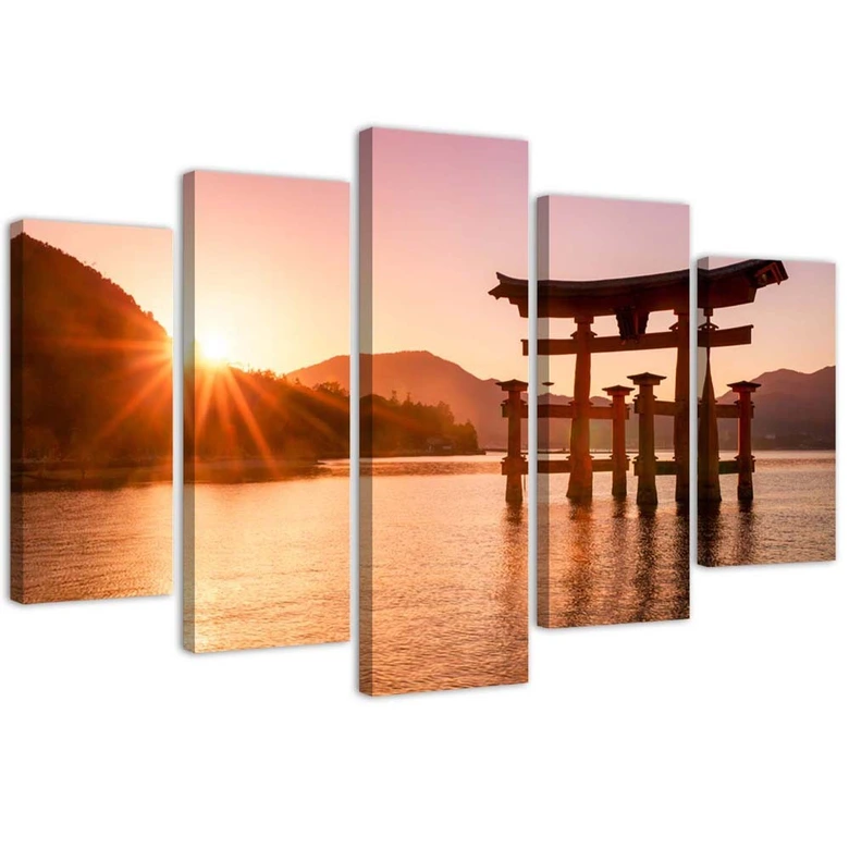 Leinwandbild 5 teilig, Landschaft Japan 