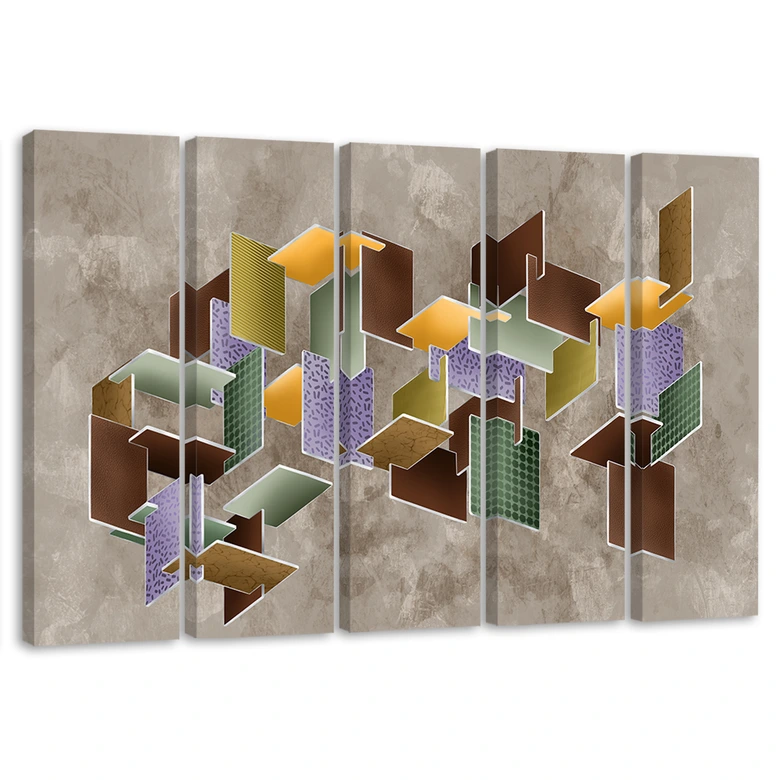 Leinwandbild 5 teilig, 3D -Rätsel 