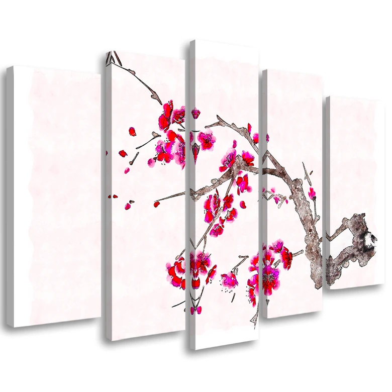 Wandbild 5-teilig, Kirschblüte Japan Natur 