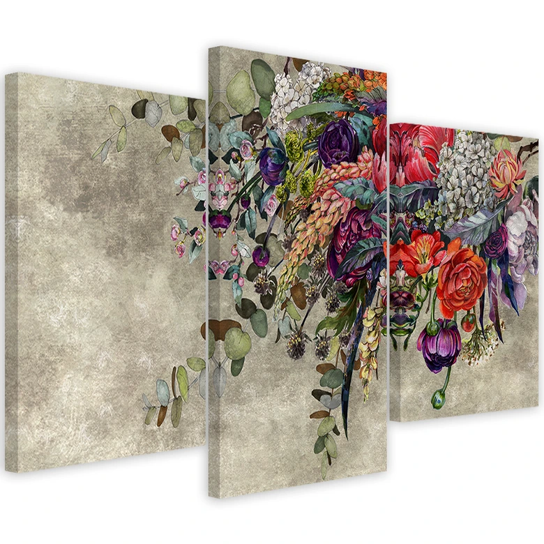Leinwandbild 3 teilig, Blumenstrauß 