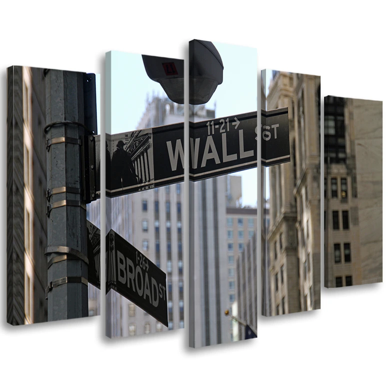 Wandbild 5-teilig, New York Wall Street USA 