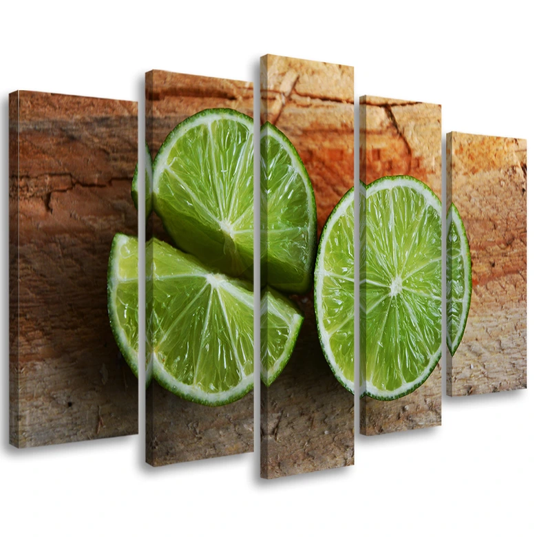 Leinwandbild 5 teilig, Limette Frucht 