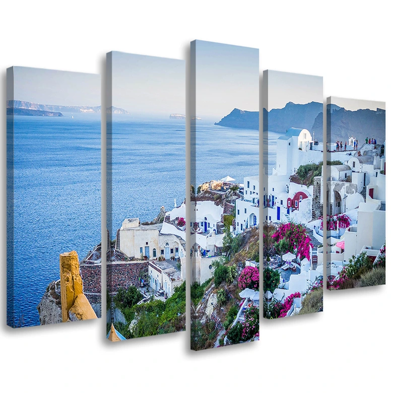 Wandbild 5-teilig, Griechenland Santorini Stadt 