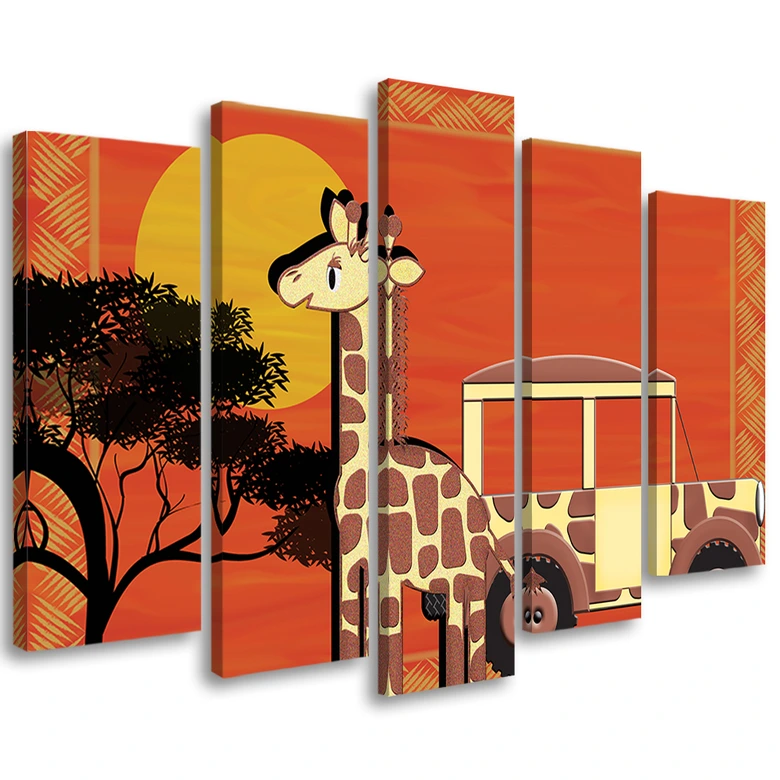 Leinwandbild 5 teilig, Giraffe 