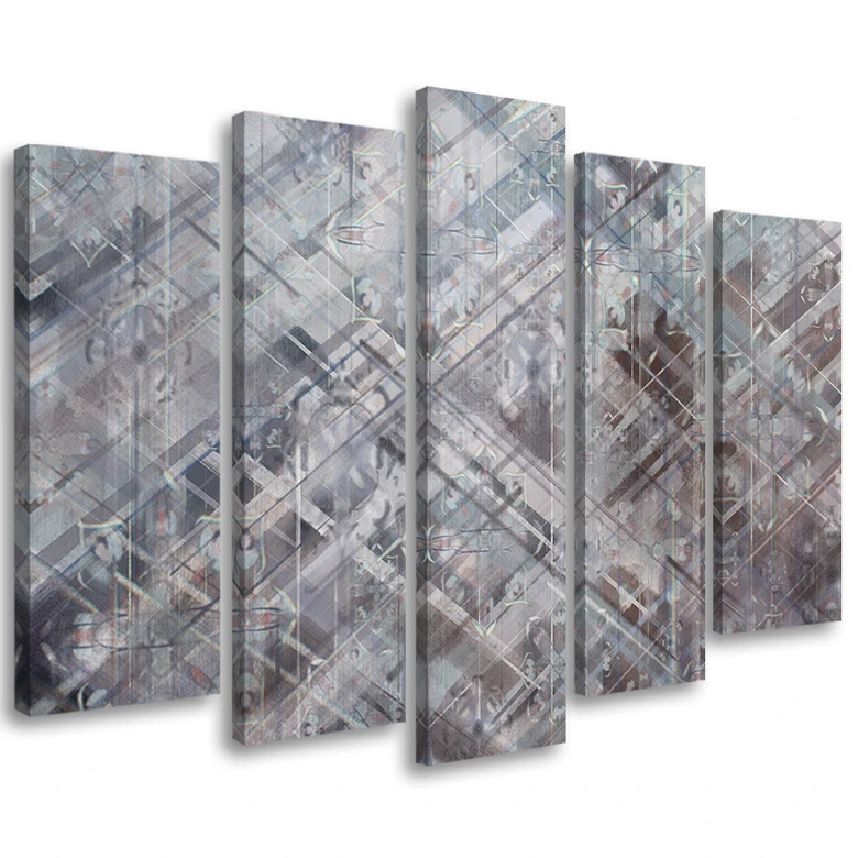 5-delige canvas print met abstracte geometrische vormen 