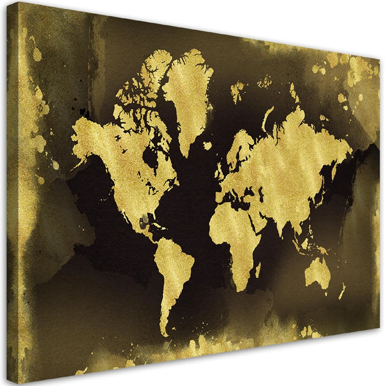 Leinwandbild, Goldene Weltkarte Vintage 