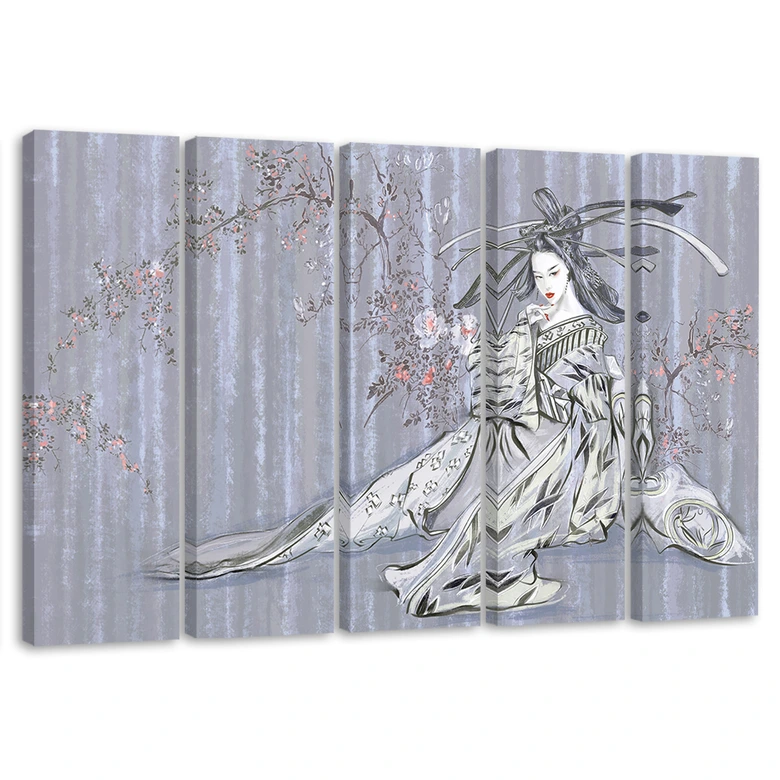 Leinwandbild 5 teilig, Traditioneller japanischer Geisha 