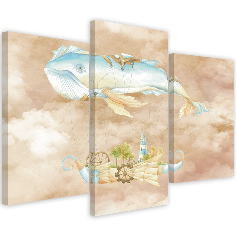 Leinwandbild 3 teilig, Fliegerwal und Schiff 