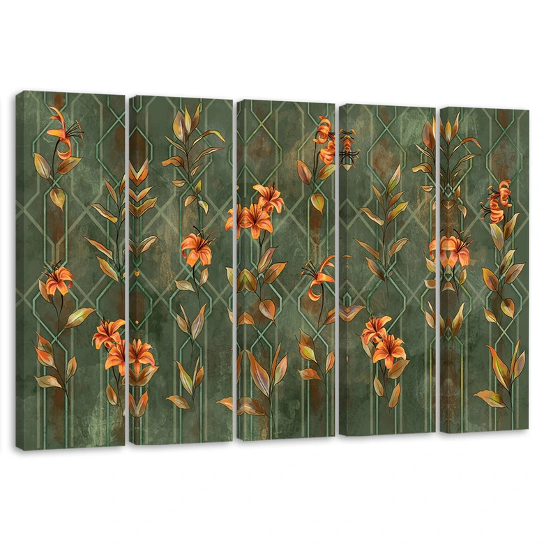 Leinwandbild 5 teilig, Lilia gelbe Blume 