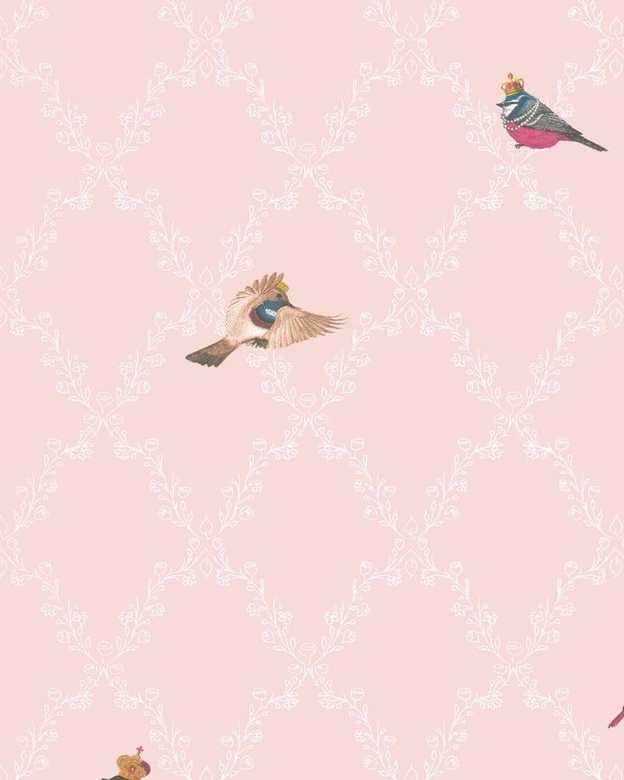 Vliestapete Vögel Illustration Romantisch, Modern in Weiß für Schlafzimmer 