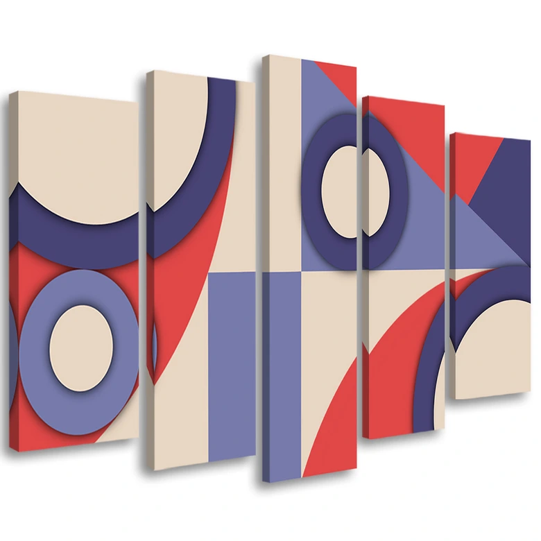 Leinwandbild 5 teilig, Geometrische Abstraktionsformen 