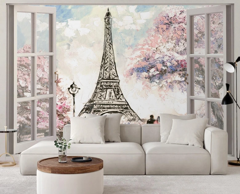 Fototapete Fensterblicklick Eiffelturm Paris France 