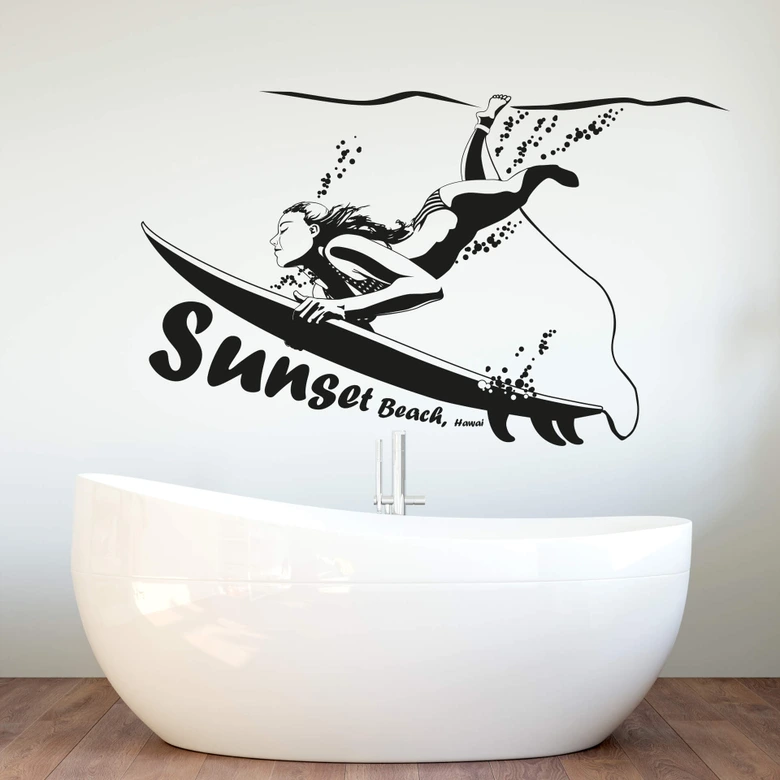 Wandtattoo Surfing Girl 